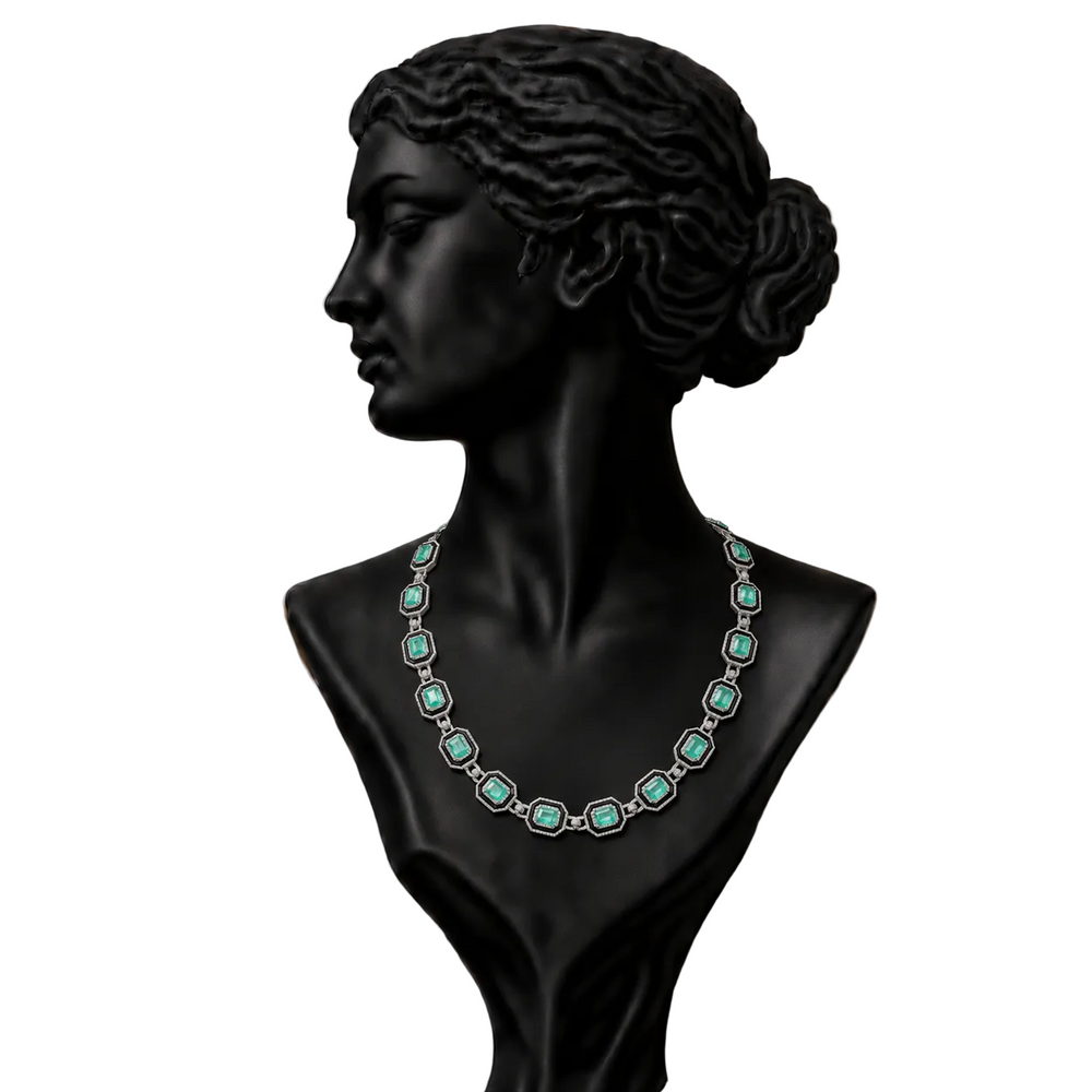 Emerald Diamond Statement Necklace in 18K Gold