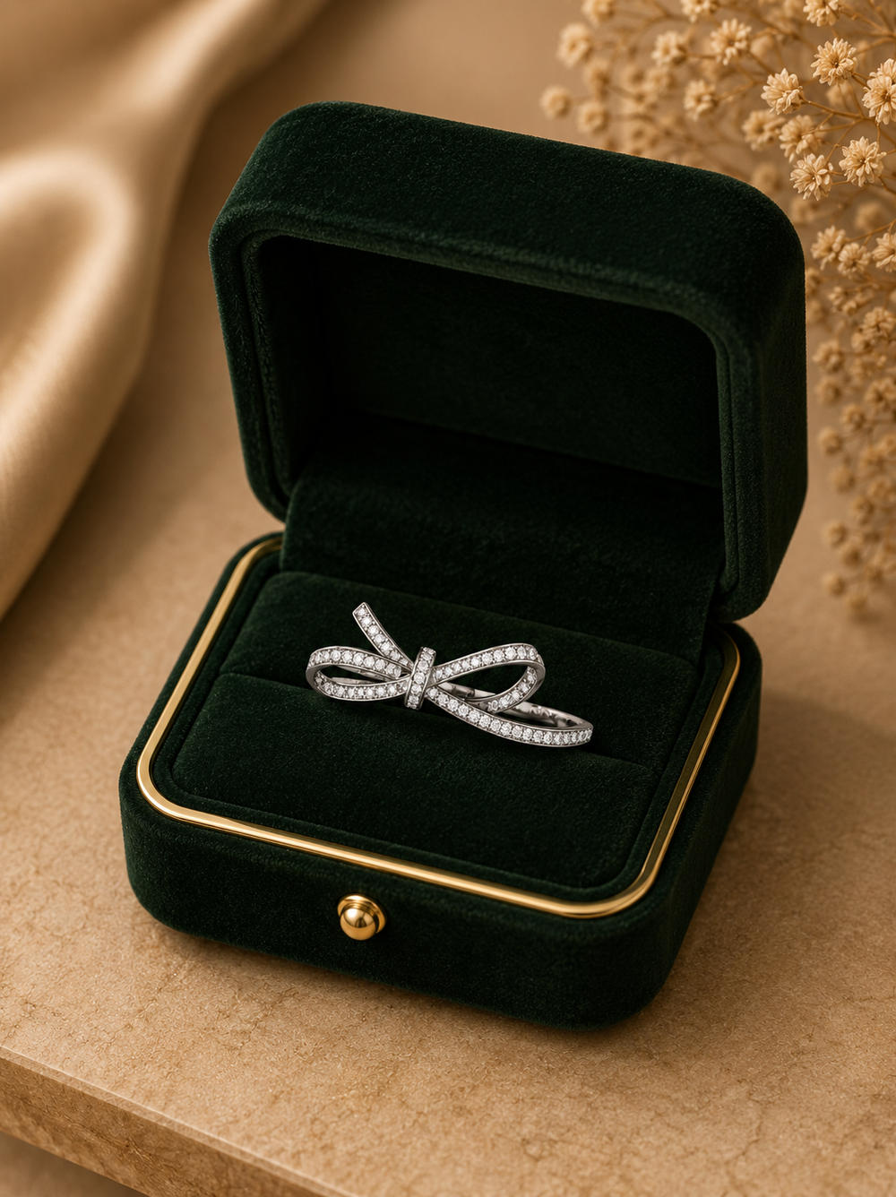 Rosette Heart Diamond Ring