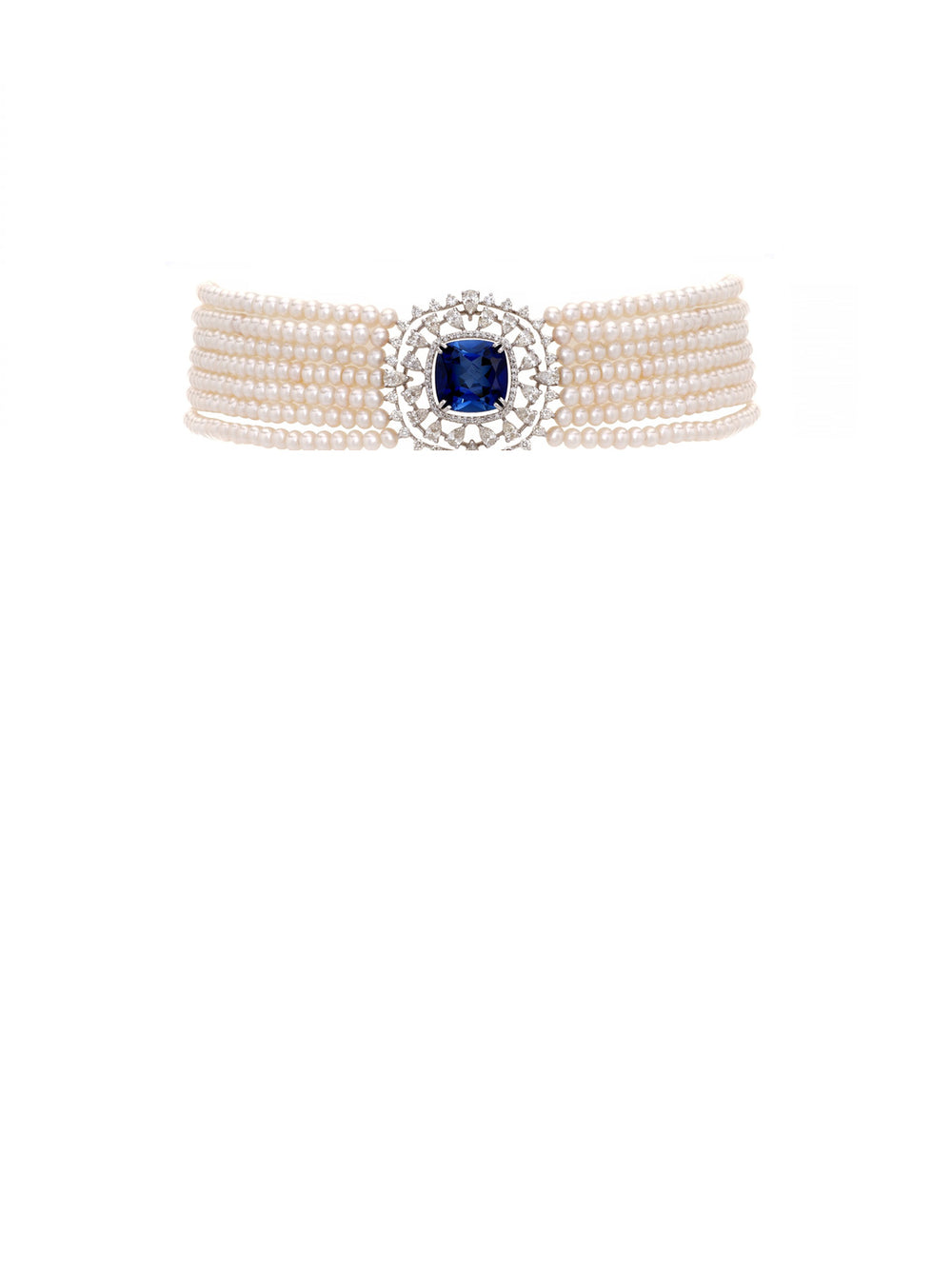 Izzari Regal Sapphire Diamond Necklace in 14K Gold
