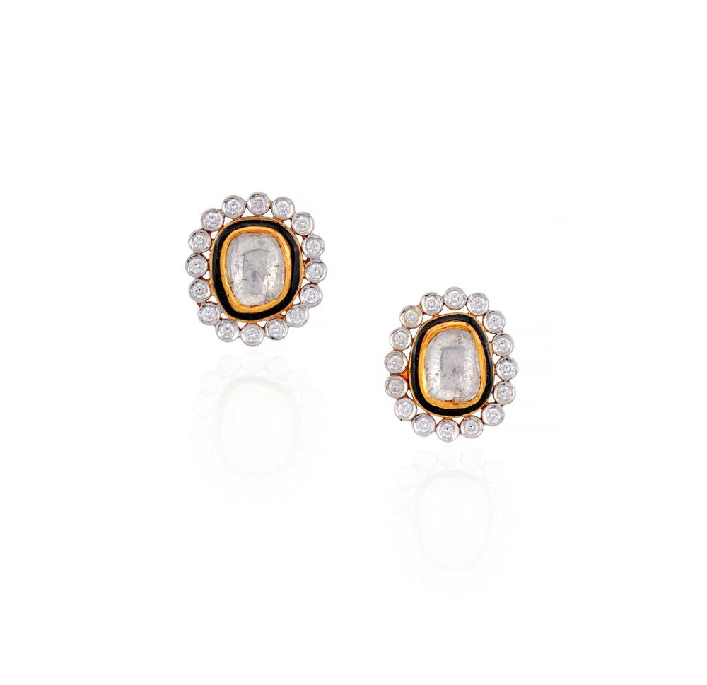 18K Yellow Gold Halo Diamond Stud Earrings