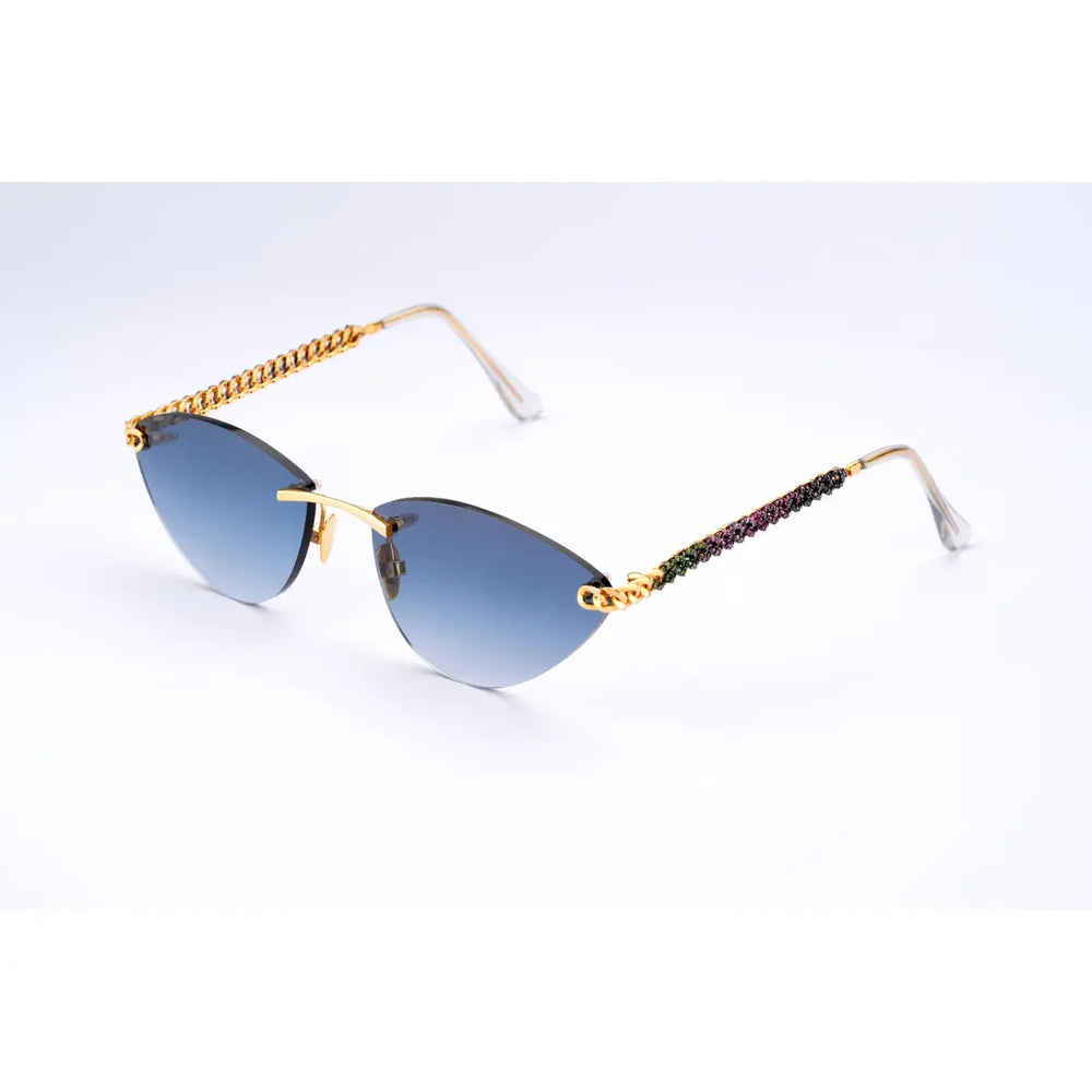 14K Gold Rectangular Diamond Sunglasses