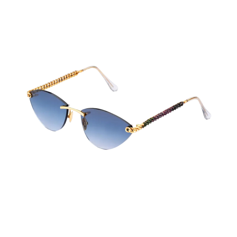 14K Gold Rectangular Diamond Sunglasses
