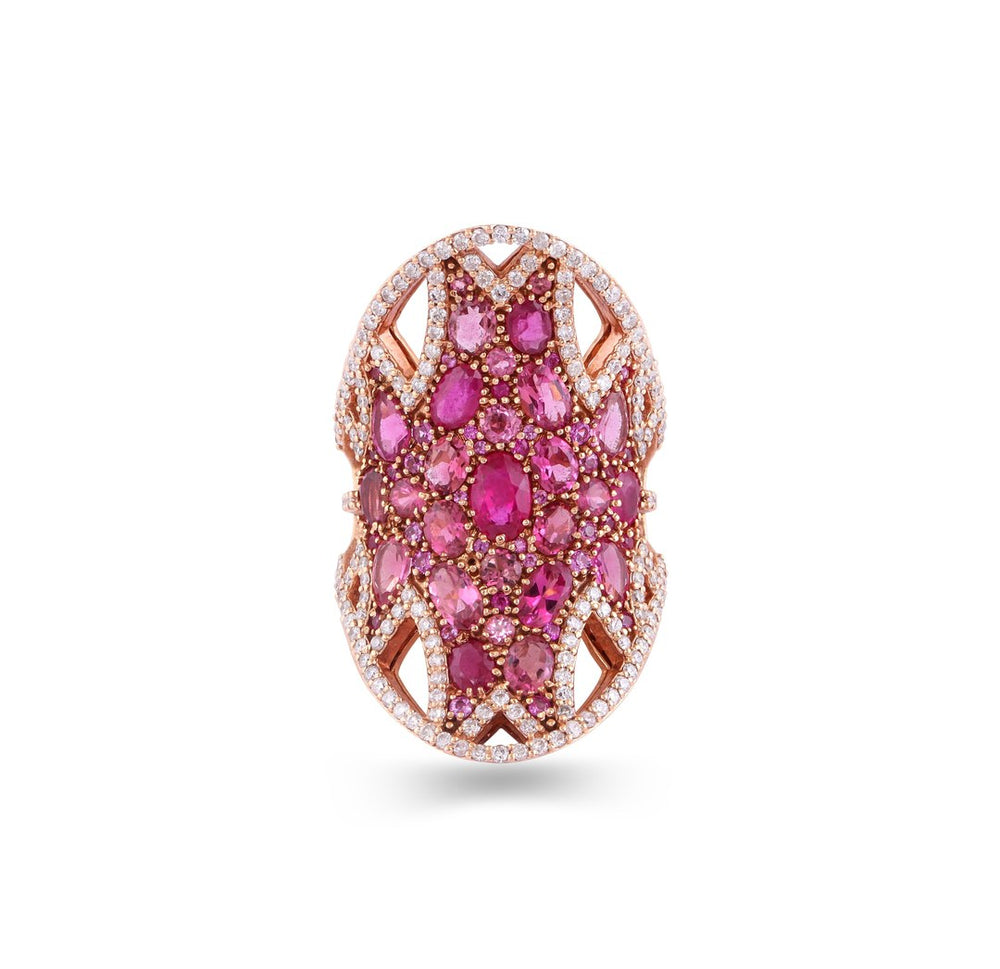 18K Rose Gold Pink Sapphire Cocktail Ring