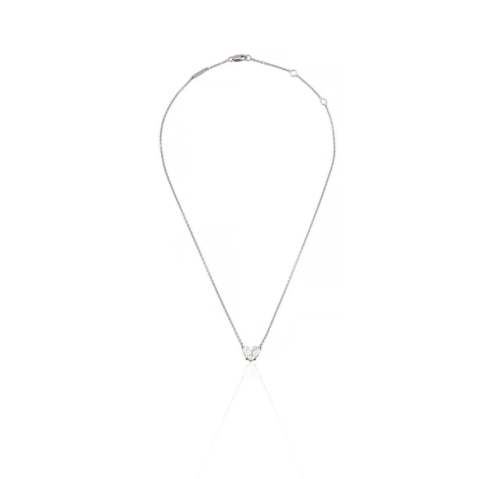 18K White Gold Diamond Solitaire Pendant Necklace