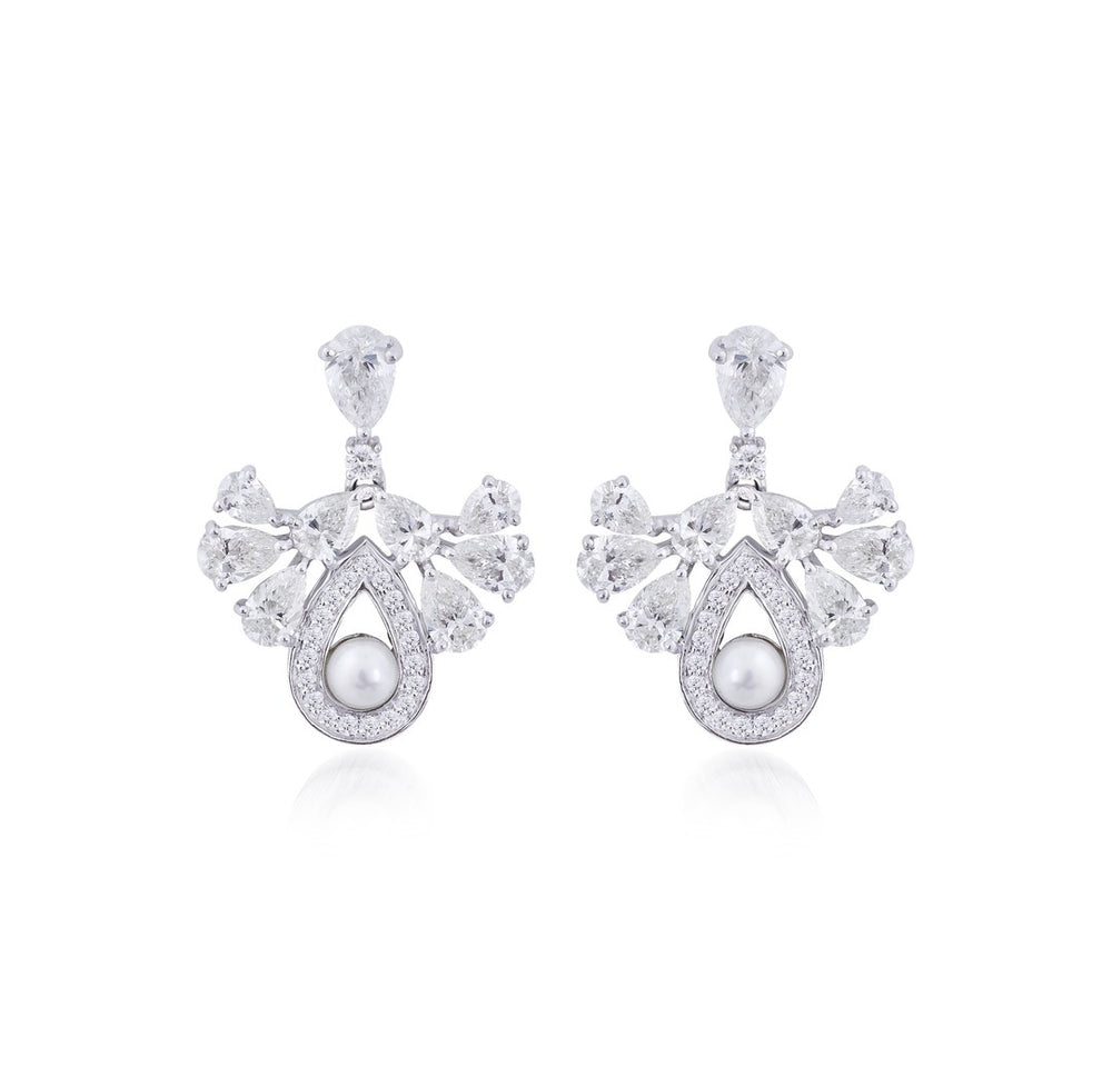 18K White Gold Black Diamond Drop Earrings
