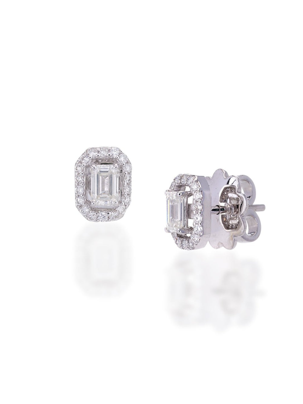 Izzari Regal Emerald-Cut Diamond Stud Earrings