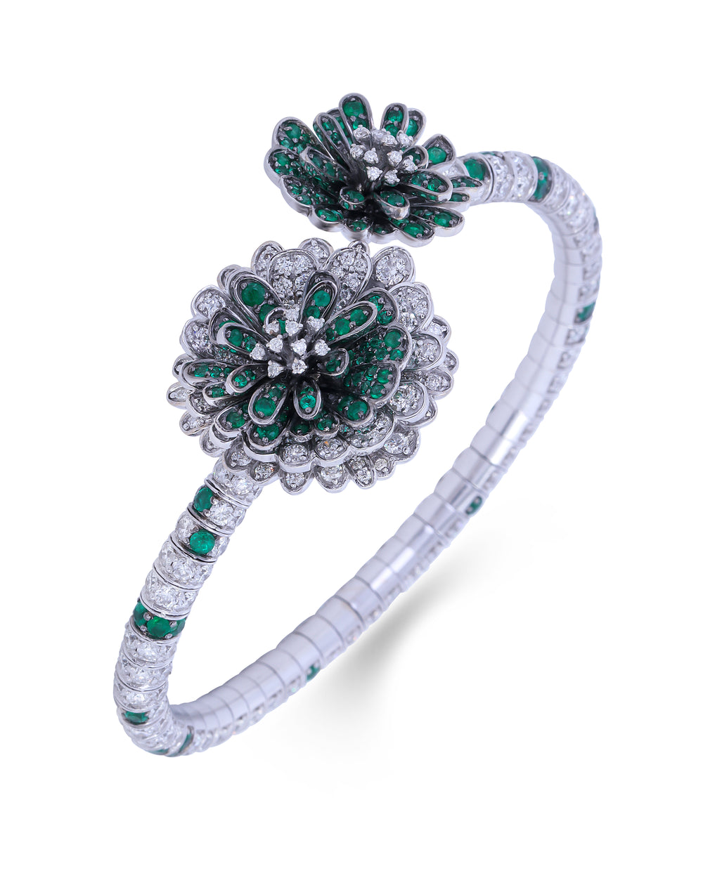 Bloom Emerald Diamond Bracelet in 18K White Gold