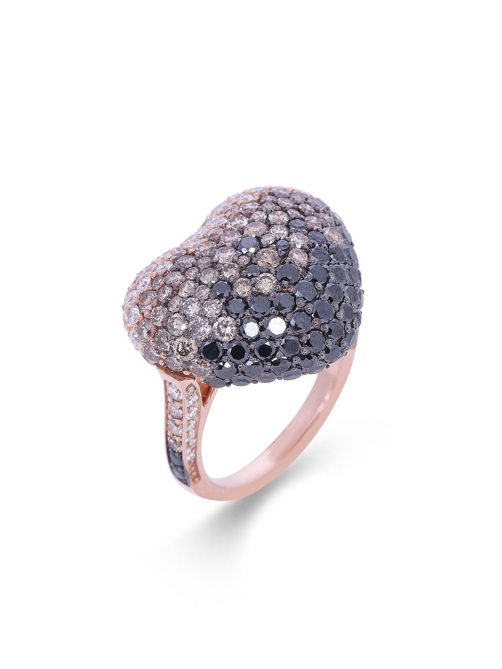 Ombre Disco Heart Diamond Ring in 18K Gold