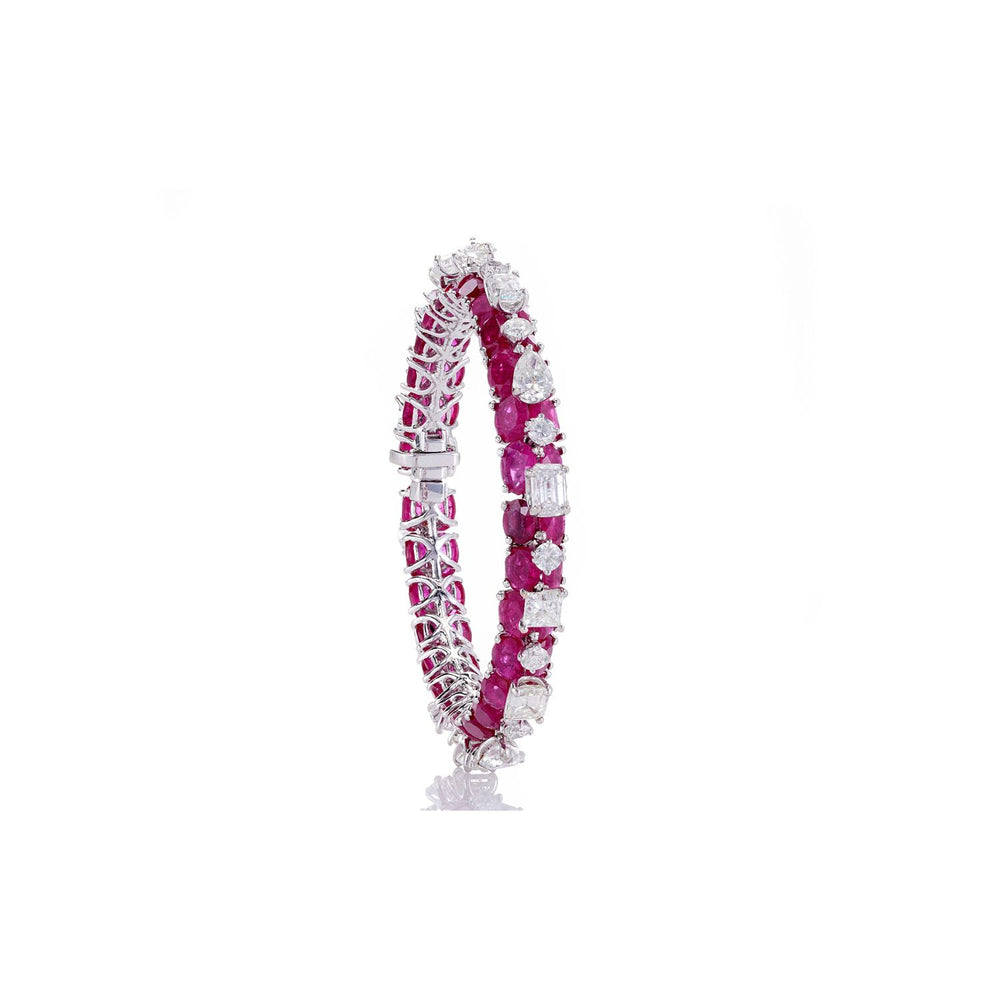Majestique Emerald Diamond Couture Bracelet in 18K White Gold