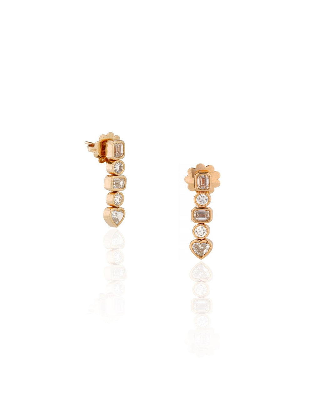 18K Yellow Gold Diamond Bar Drop Earrings