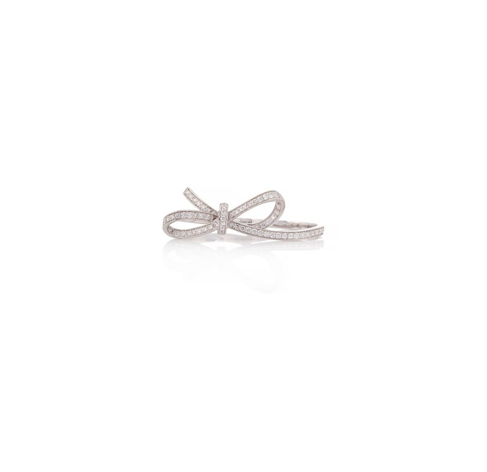 18K White Gold Diamond Crossover Ring