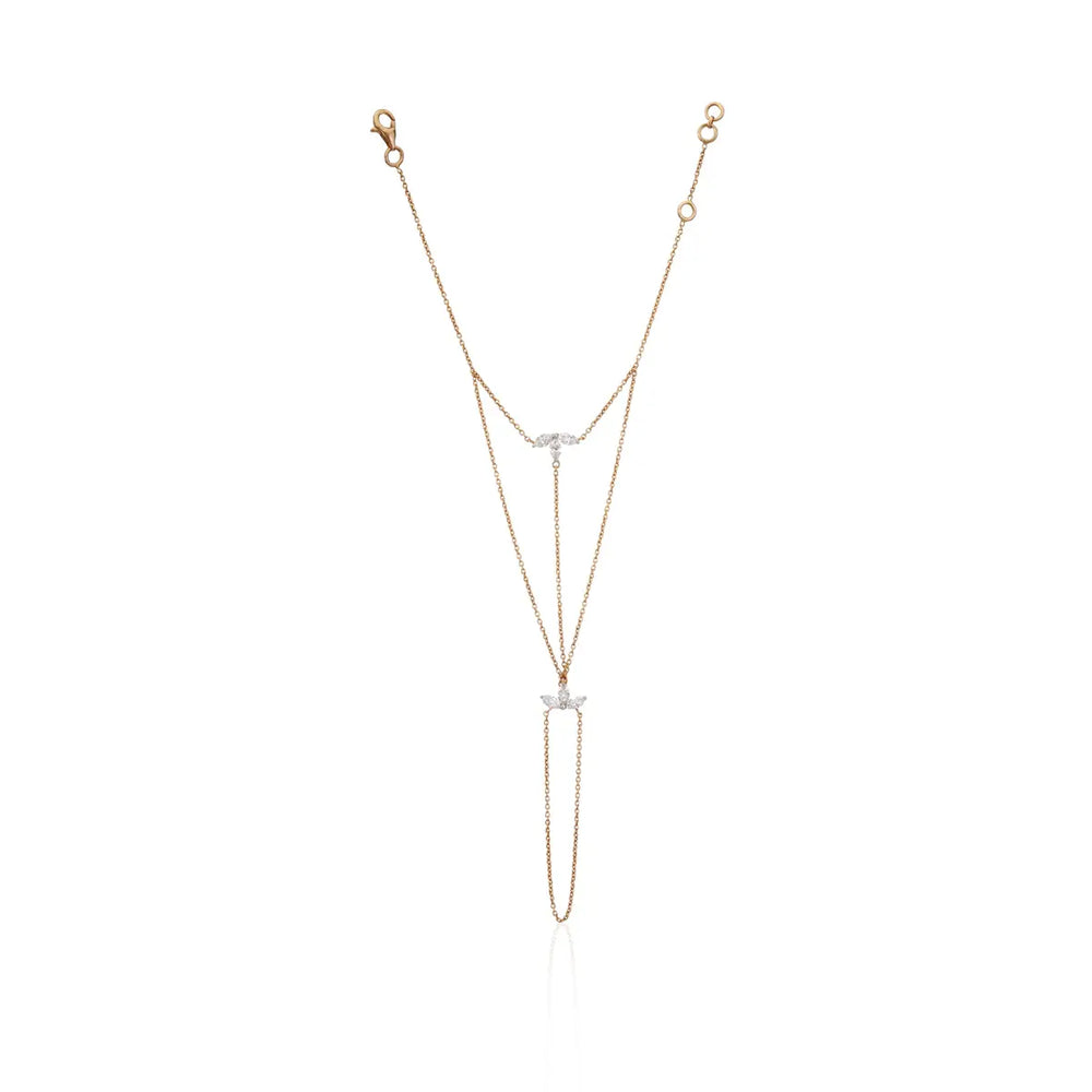 18K White Gold Diamond Hand Chain