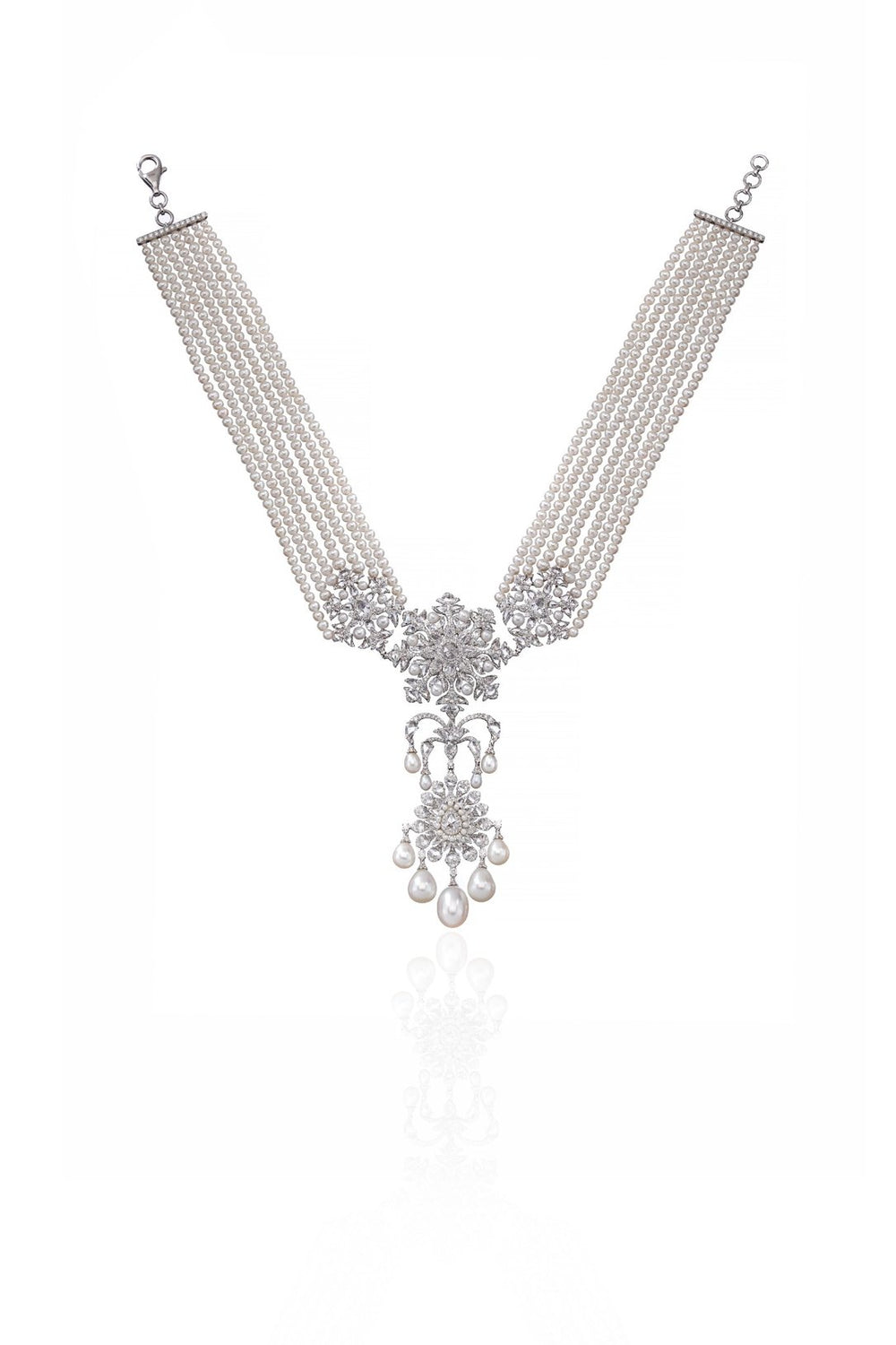 Regalia Pearl Drop Diamond Choker Necklace in 18K Gold | Luxury Fine Jewellery