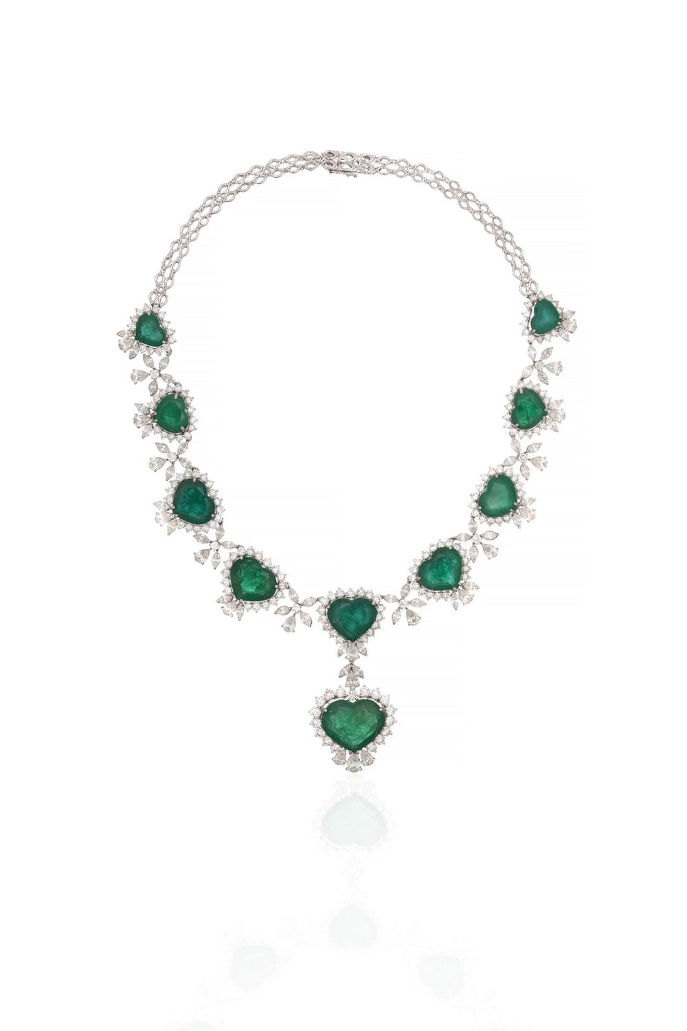 Royal Sapphire Drop Diamond Statement Necklace in 18K Gold | Luxury High Jewellery