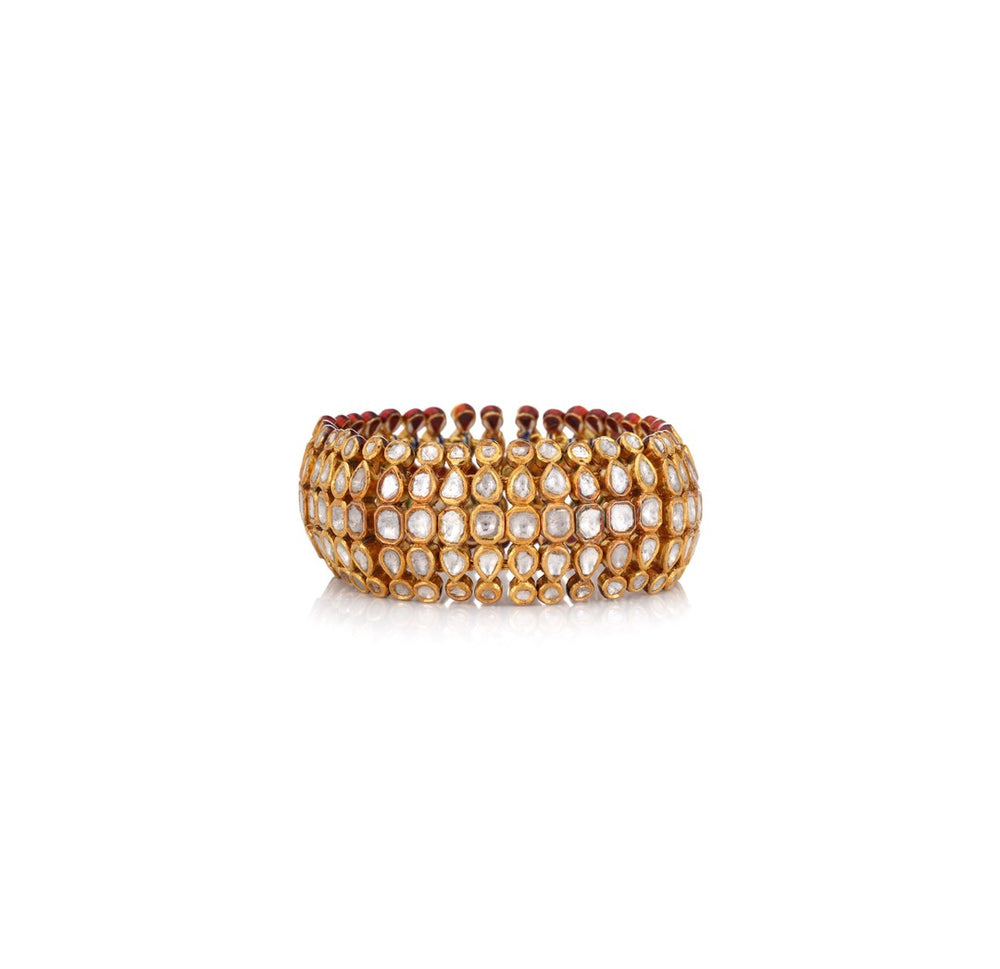 18K Gold Multi Row Gemstone Beaded Bracelet