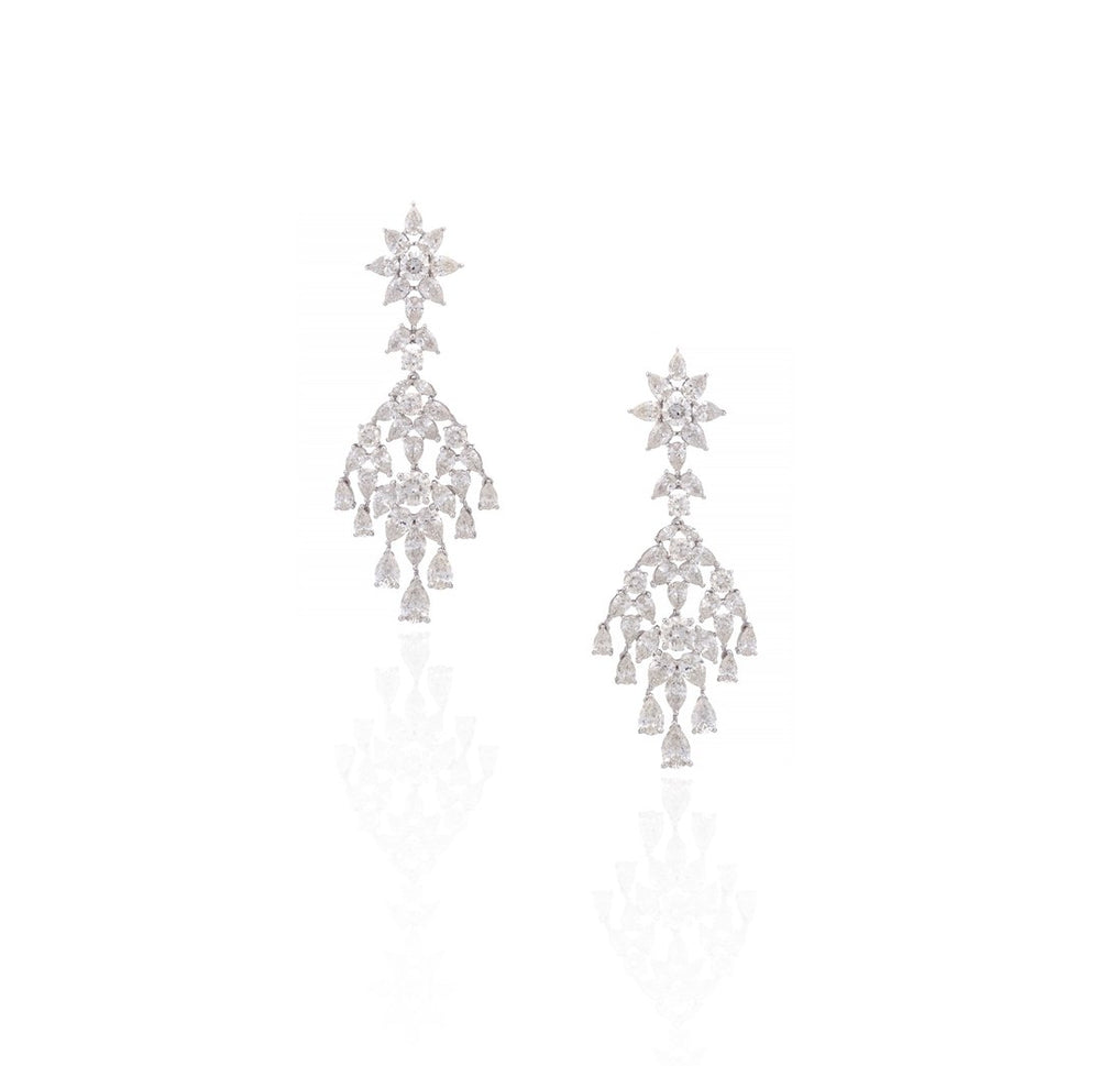 18K White Gold Diamond Chandelier Earrings