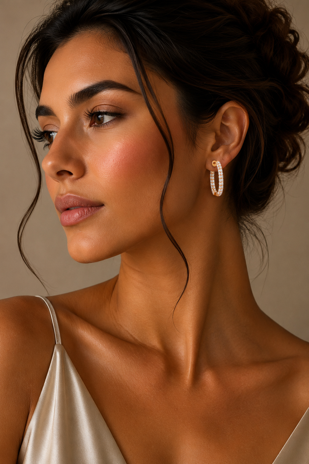 Izzari Verona Diamond Link Hoop Earrings