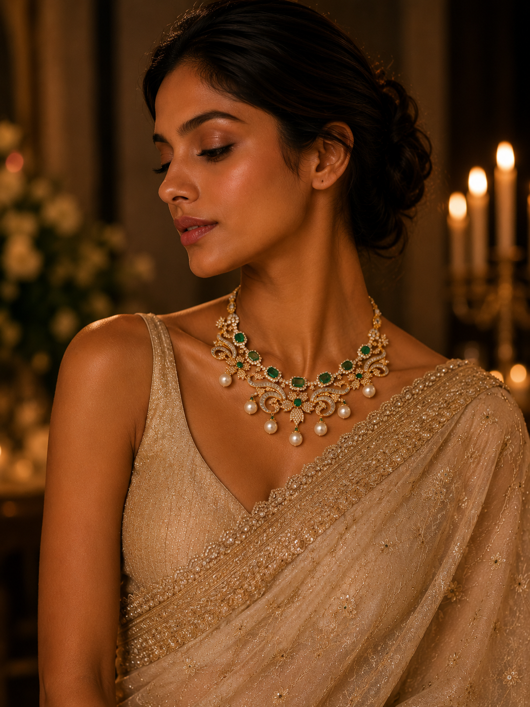 Auric Charm Diamond Drape Necklace in 14K Gold | Luxury Statement Jewellery