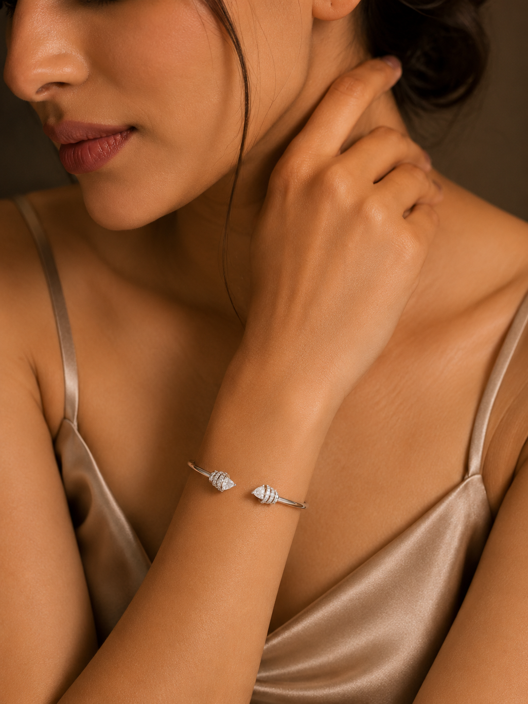 Amoura Twin Heart Diamond Bracelet in 18K White Gold