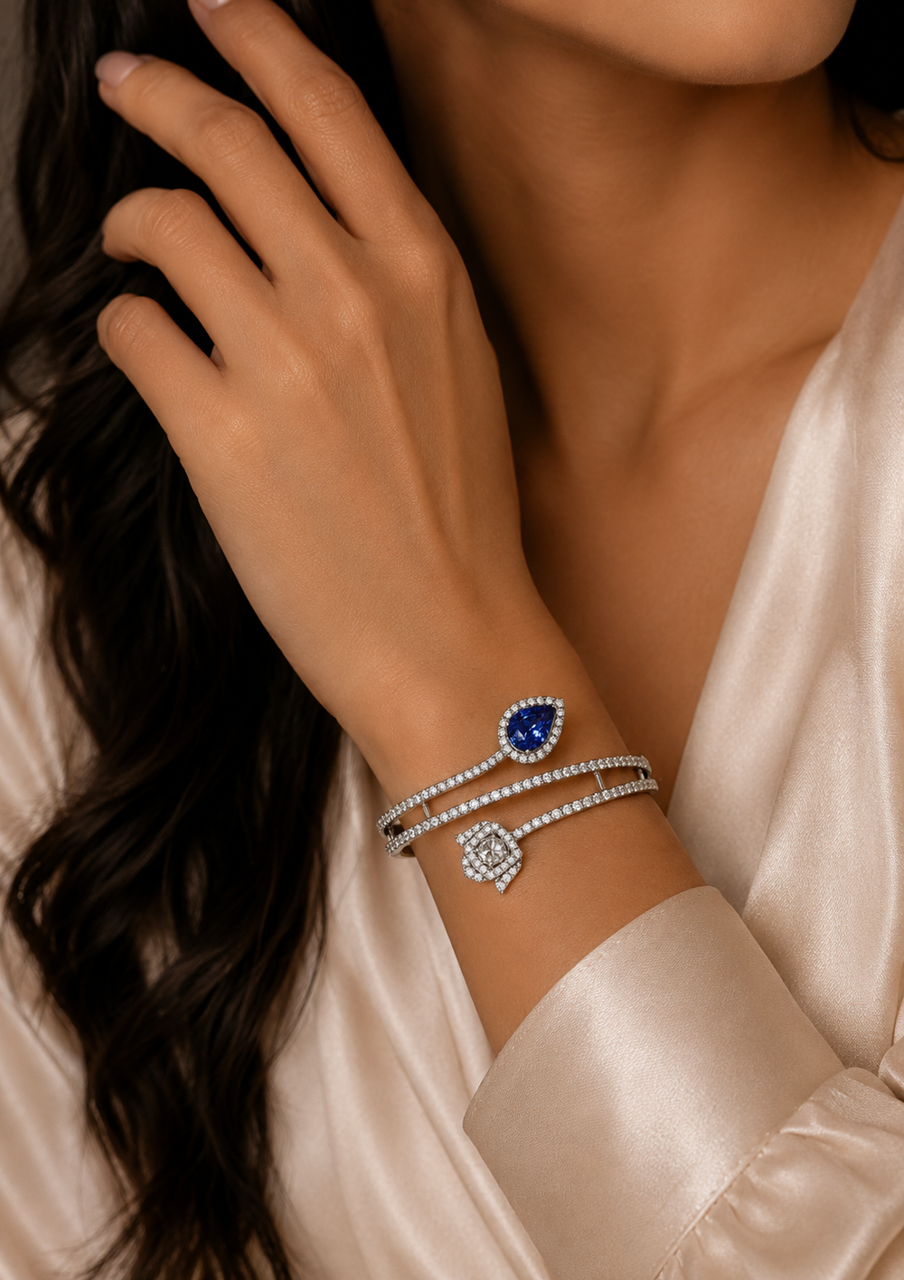 Celestia Tulip Tanzanite Diamond Bracelet in 14K Gold