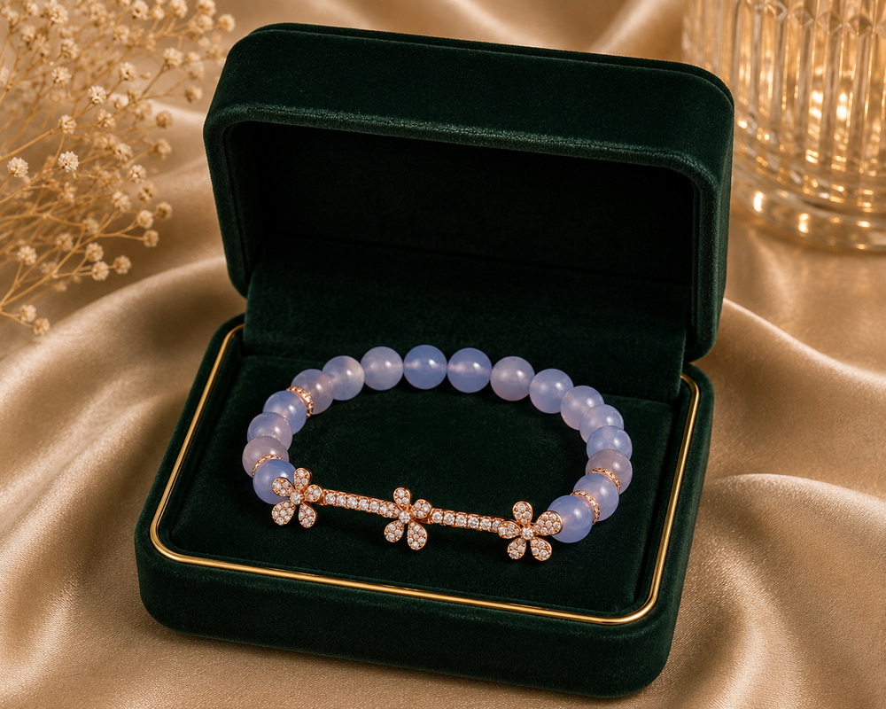 Jasmine Angelite Diamond Bracelet in 18K White Gold