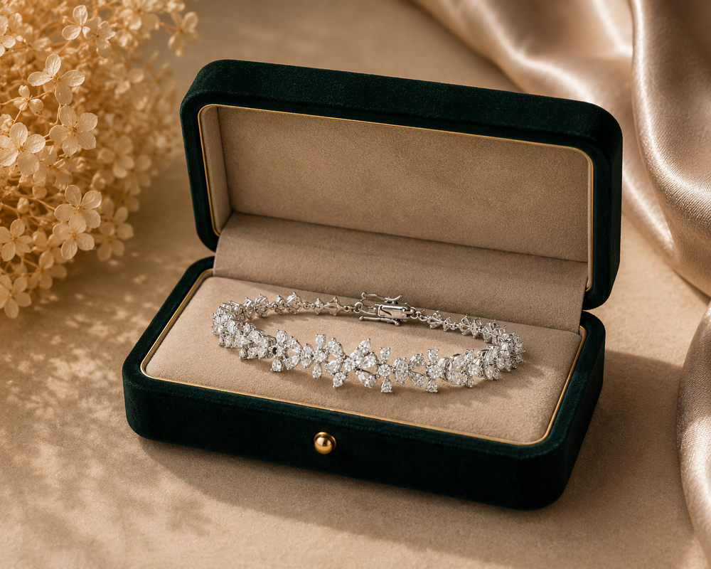 Asterica Pear & Marquise Diamond Bracelet in 18K Gold