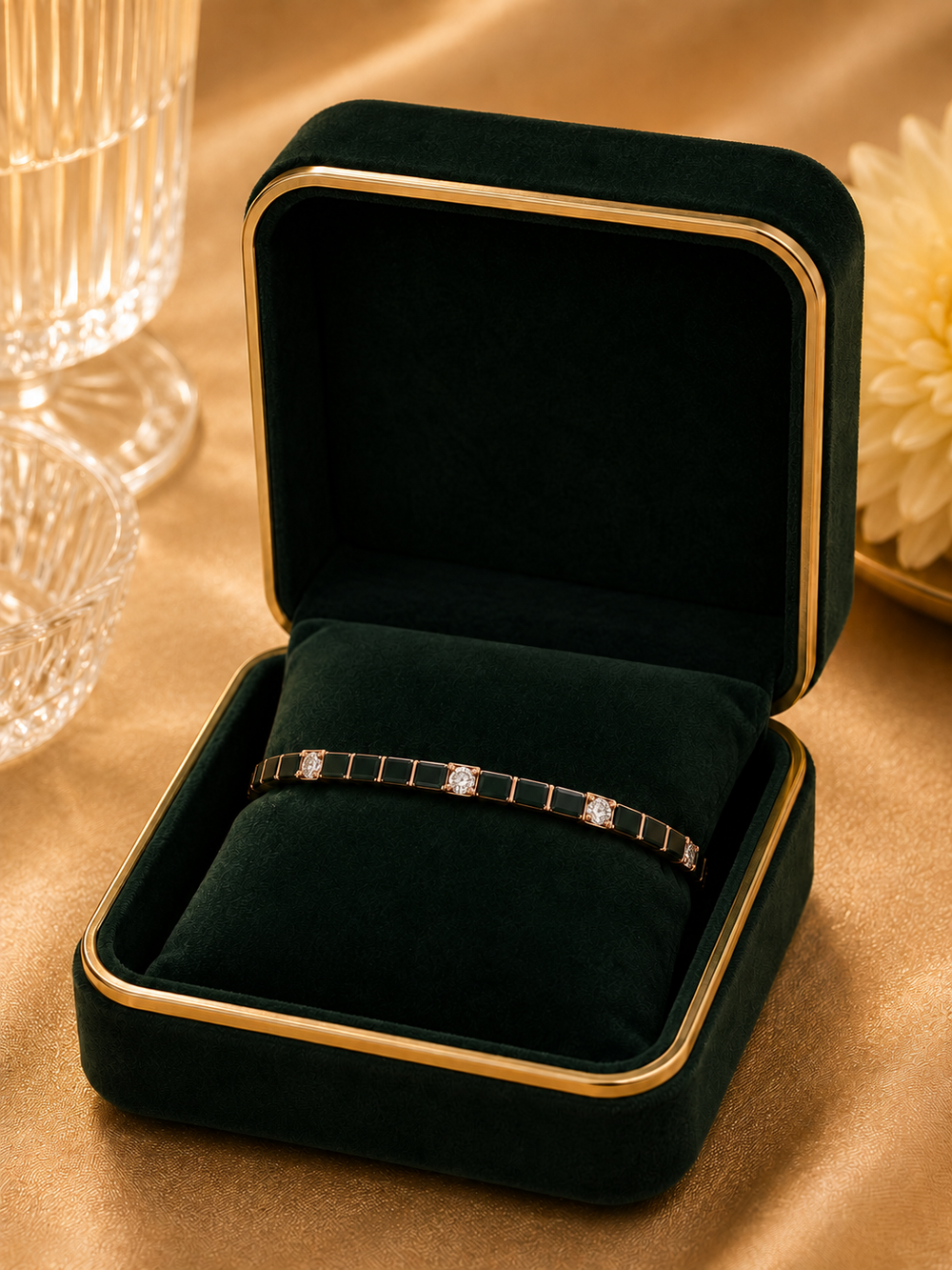 14K White Gold Black Diamond Tennis Bracelet