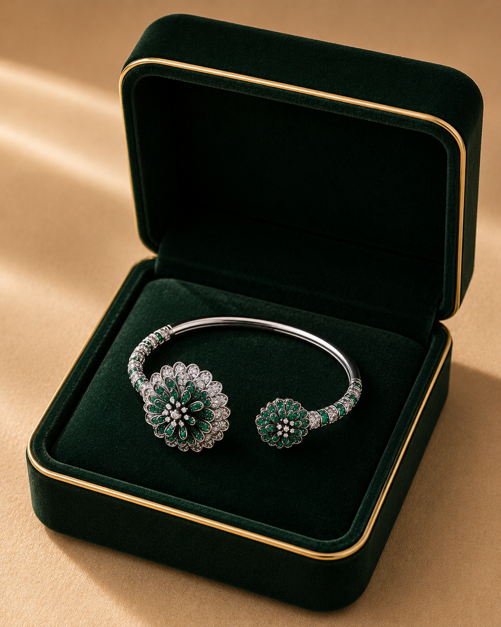 Bloom Emerald Diamond Bracelet in 18K White Gold