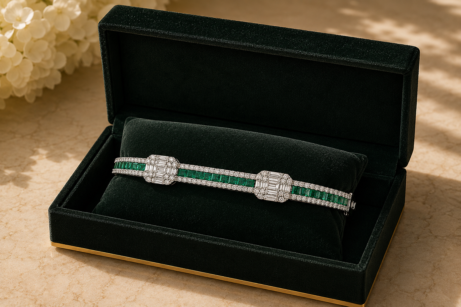Verde Lumière Diamond Emerald Bracelet in 18K Gold