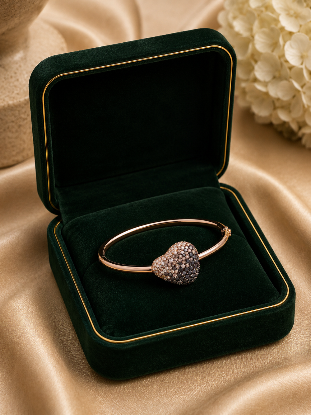 Ombre Disco Heart Diamond Bracelet in 18K Rose Gold