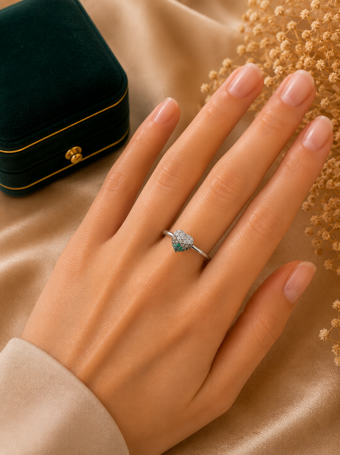Emerald Bloom Solitaire Ring