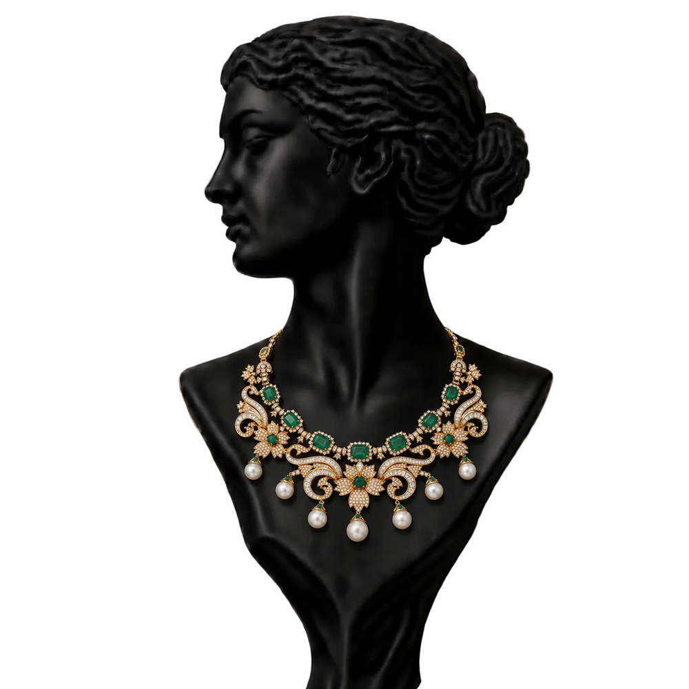 Auric Charm Diamond Drape Necklace in 14K Gold | Luxury Statement Jewellery