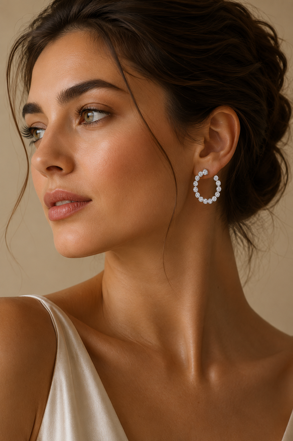 Izzari Celestine Diamond Open Hoop Earrings