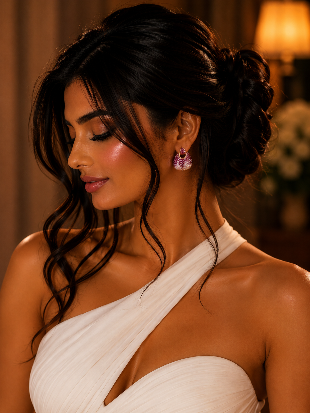 Rosé Pavé Pink Sapphire Hoop Earrings