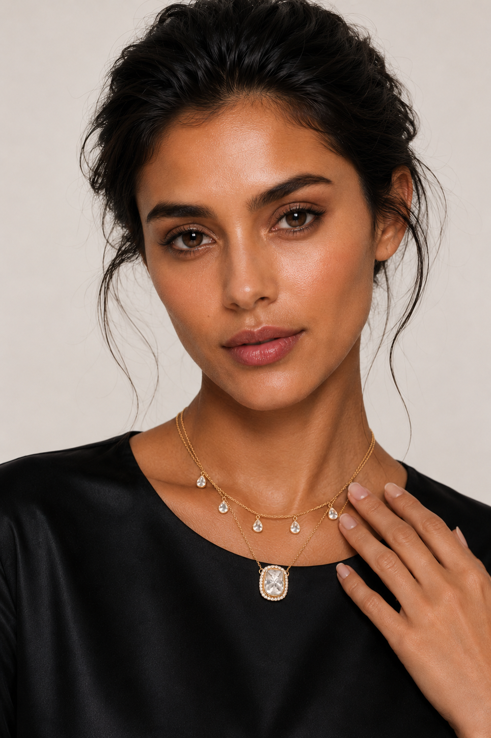 Izzari Celeste Layered Diamond Necklace in 18K Gold
