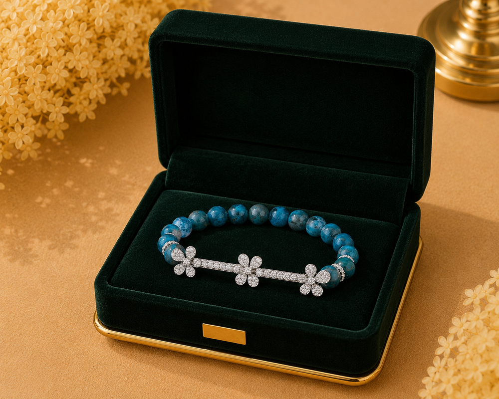 Jasmine Aqua Celeste Diamond Bracelet in 18K White Gold