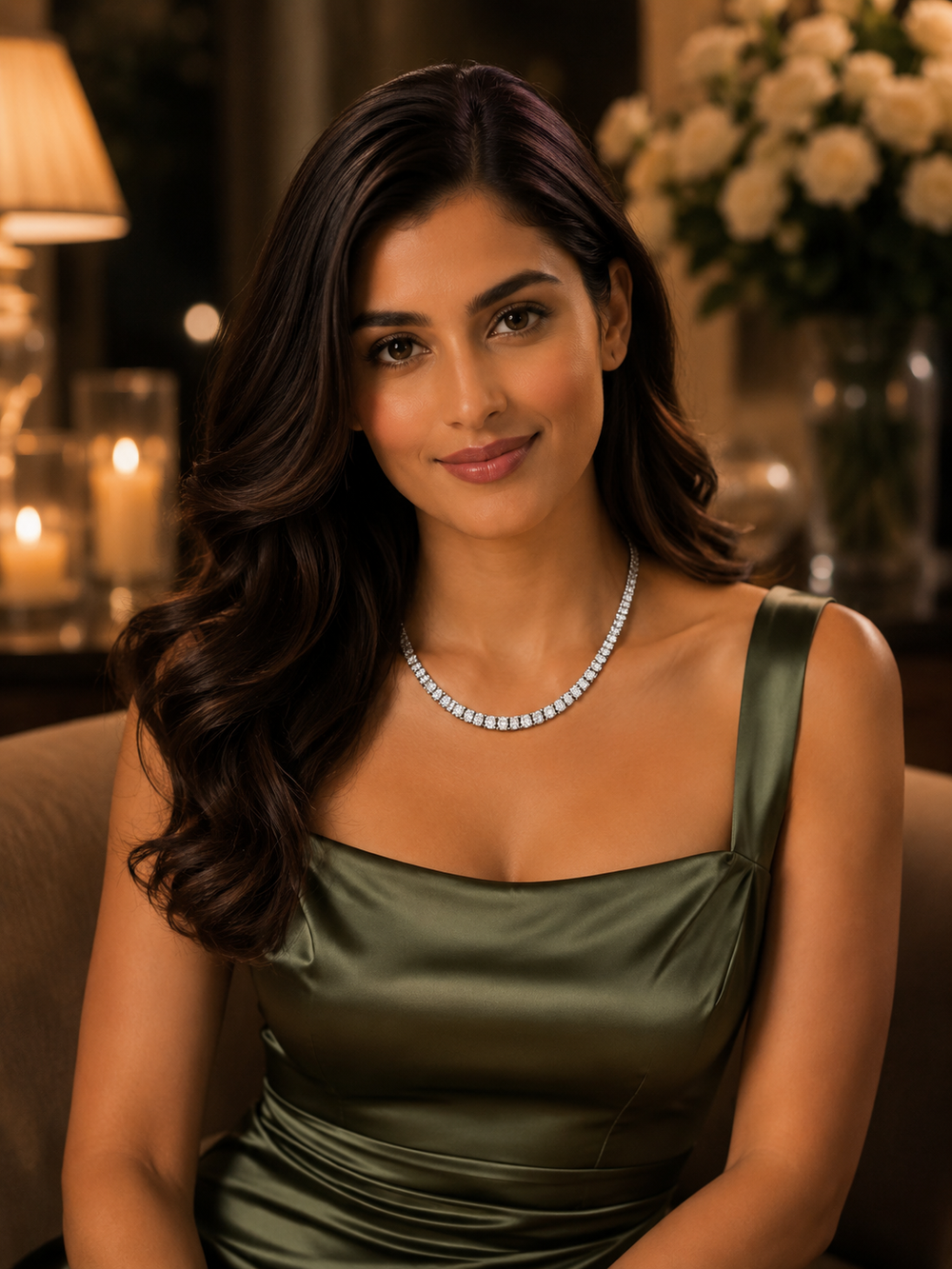 Classic Diamond Tennis Necklace in 18K Gold