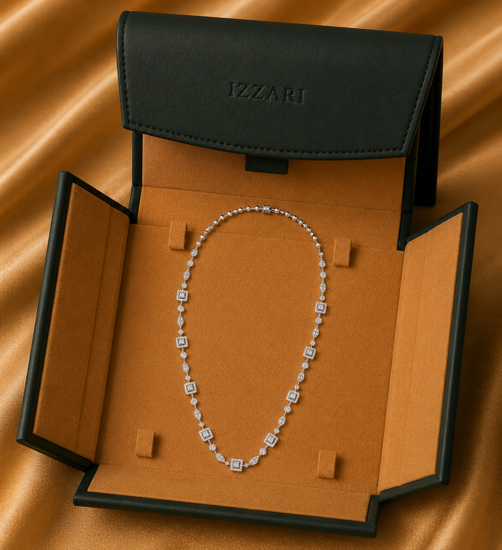 Elegant Diamond Curve Necklace in 18K Gold