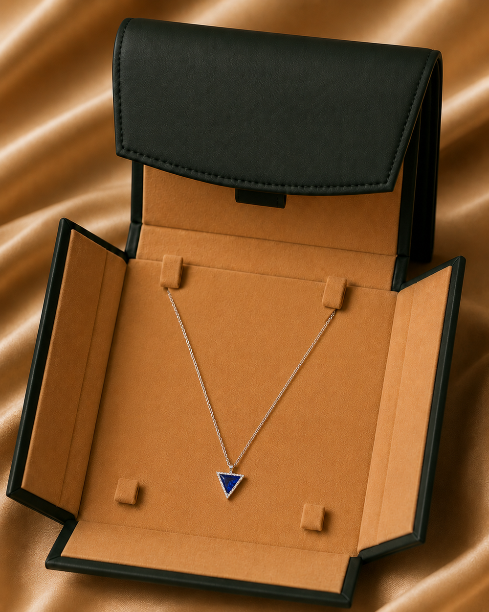 Sapphire Solitaire Diamond Pendant Necklace in 18K Gold | Luxury Fine Jewellery