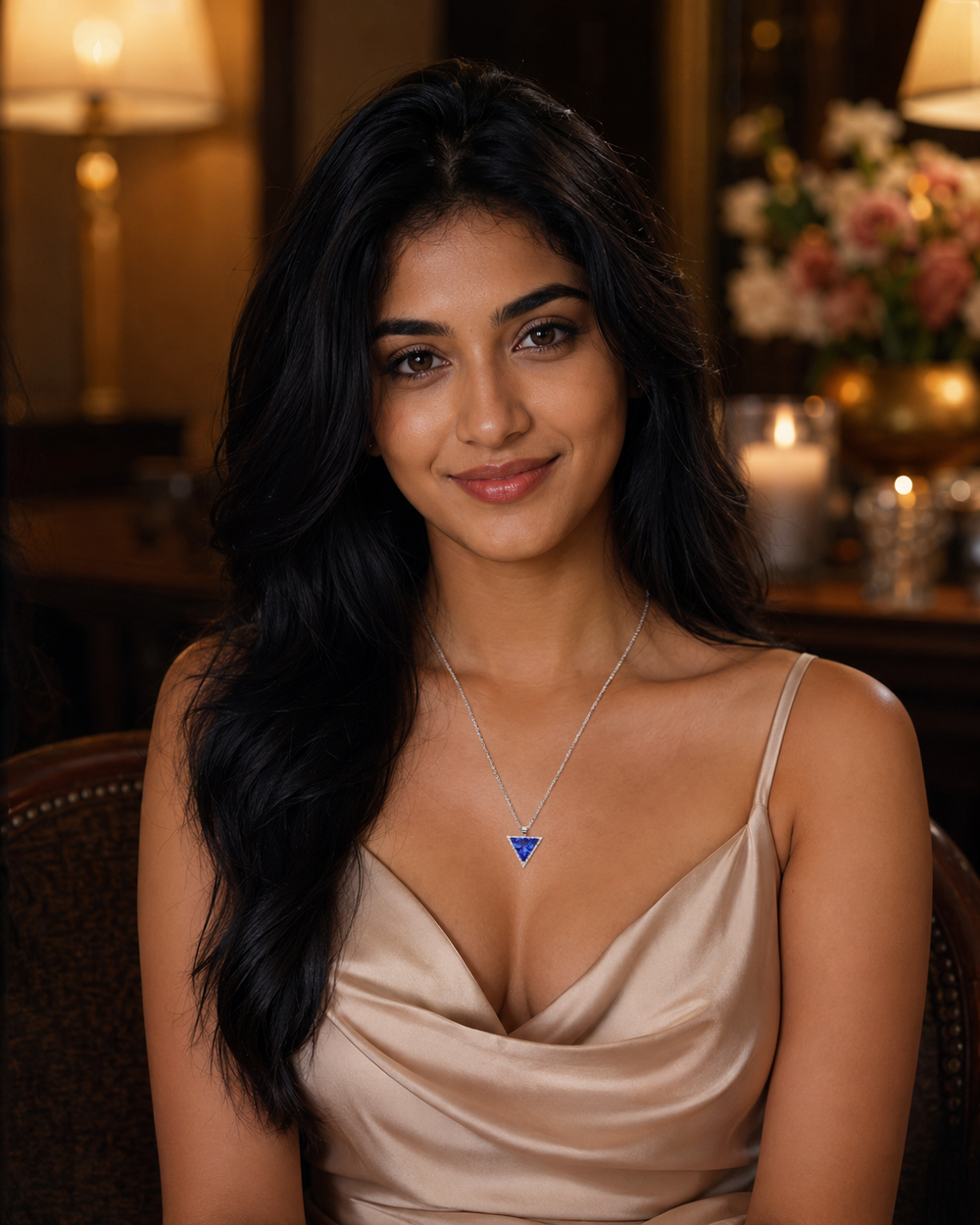 Sapphire Solitaire Diamond Pendant Necklace in 18K Gold | Luxury Fine Jewellery