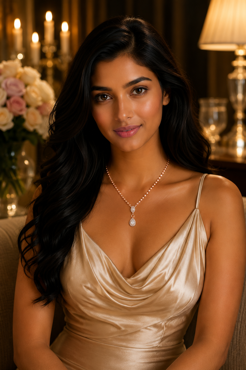 Rosé Solitaire Diamond Collar Necklace in 18K Gold | Luxury Fine Jewellery