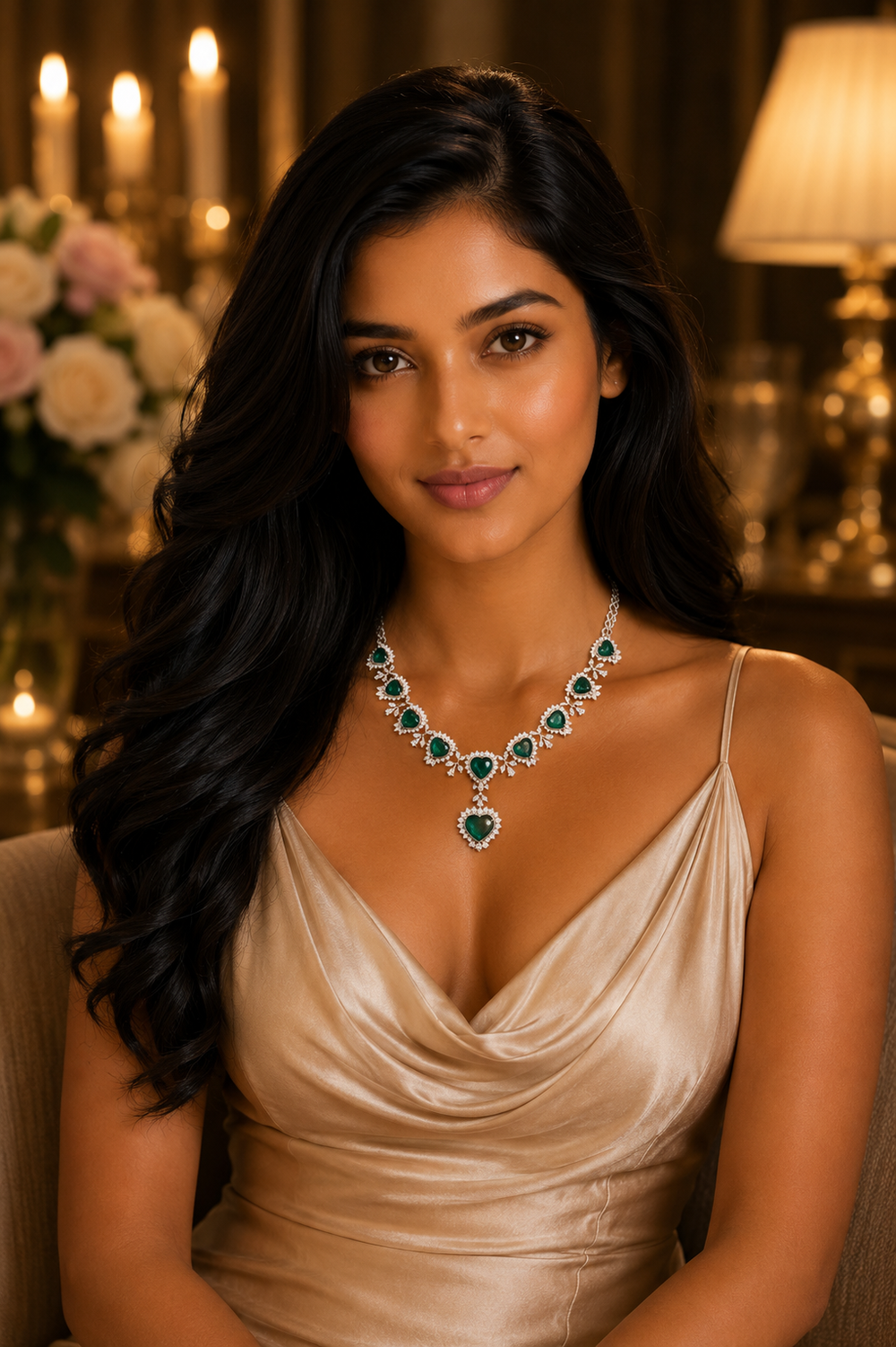 Royal Sapphire Drop Diamond Statement Necklace in 18K Gold | Luxury High Jewellery