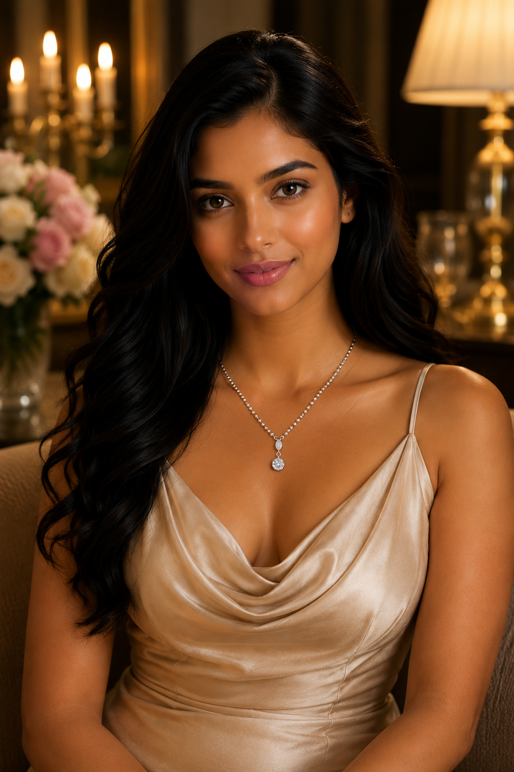 Luna Solitaire Diamond Collar Necklace in 18K Gold | Luxury Fine Jewellery