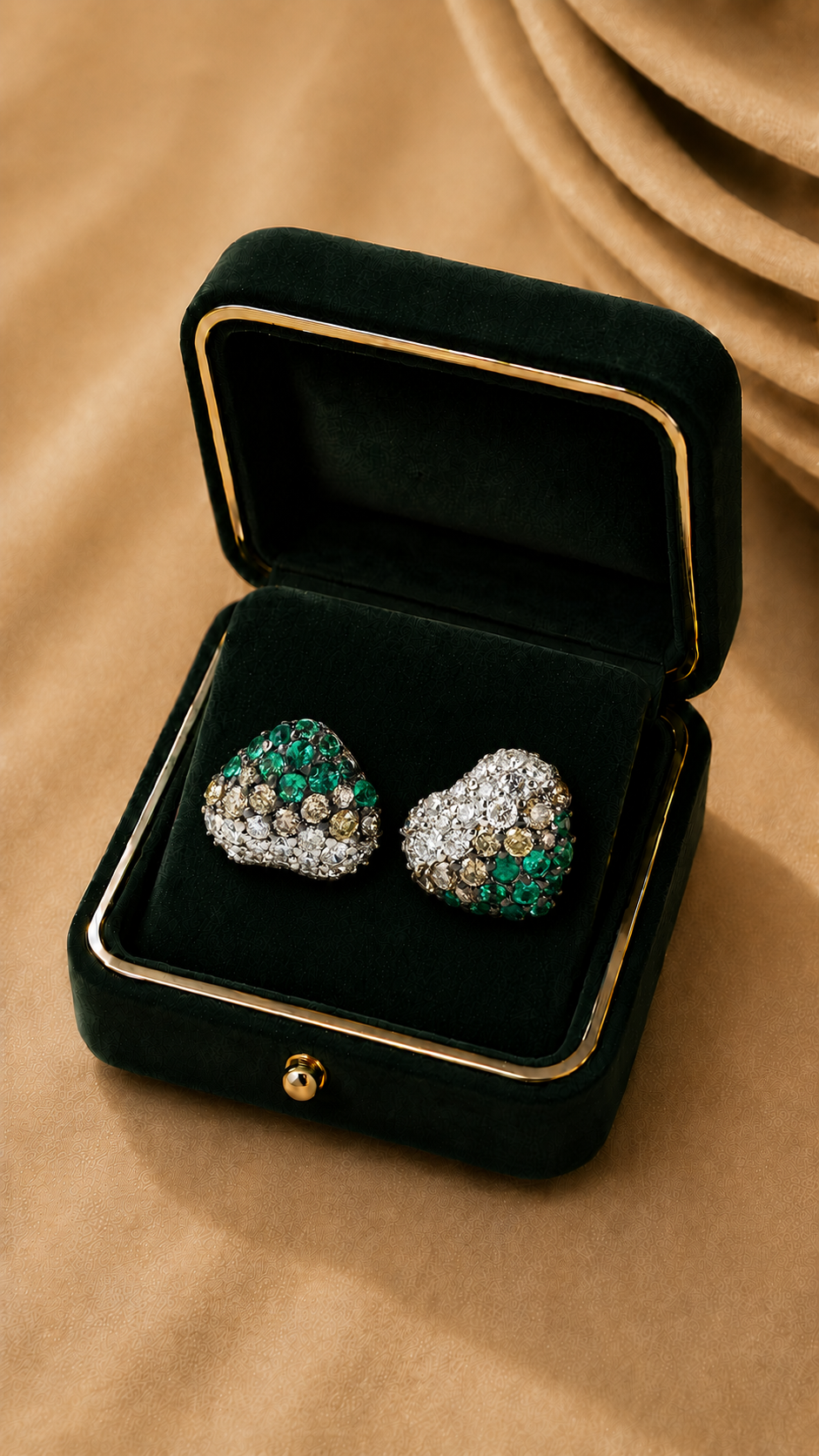 Green Diamond Halo Stud Earrings in 18K White Gold | Luxury Fine Jewellery