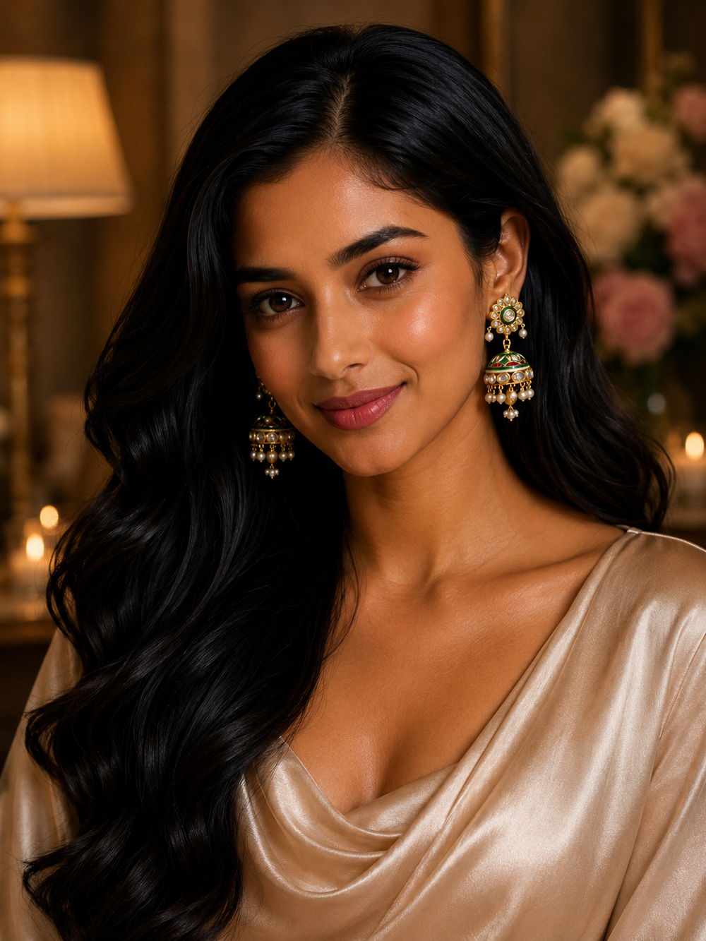 18K Gold Polki Diamond Statement Earrings
