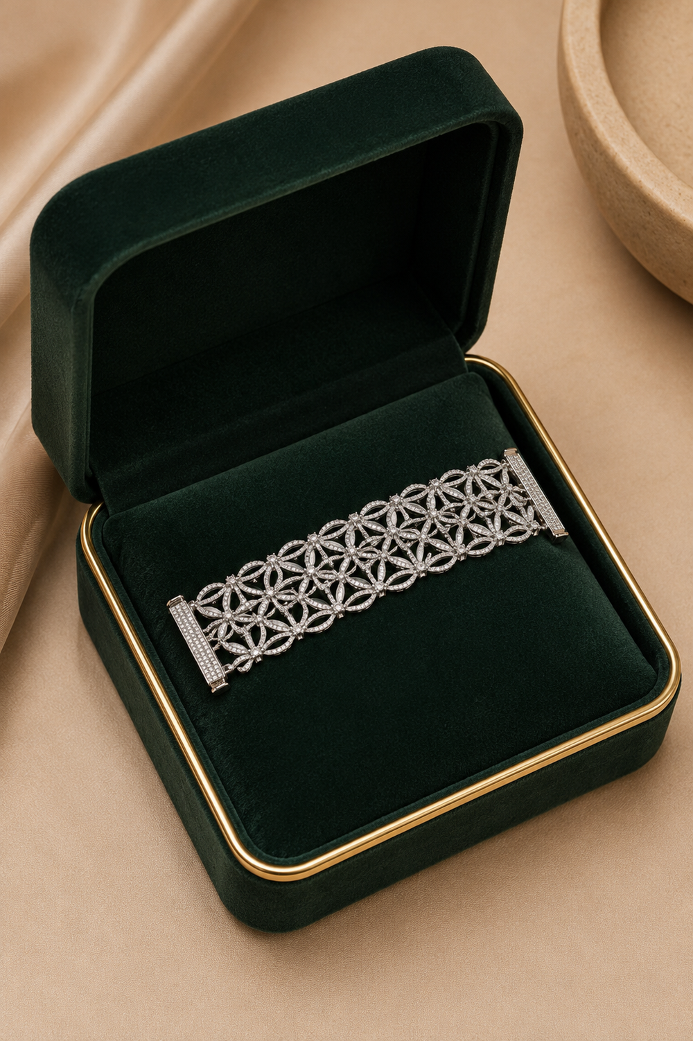 18K White Gold Multi Row Diamond Bracelet