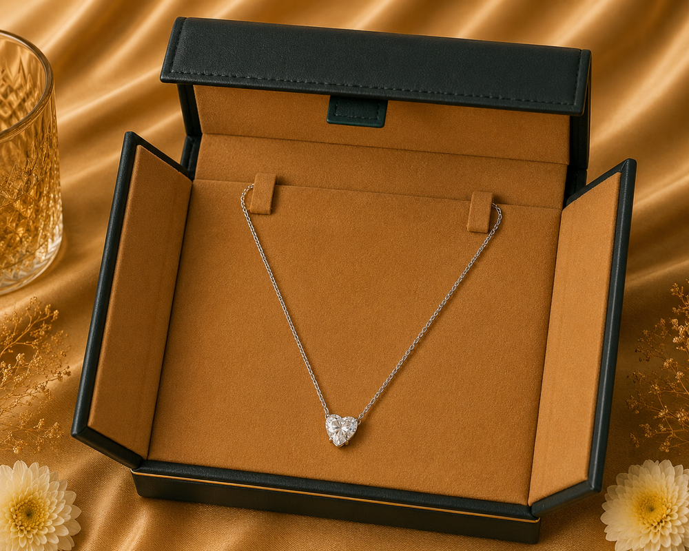 18K White Gold Diamond Solitaire Pendant Necklace