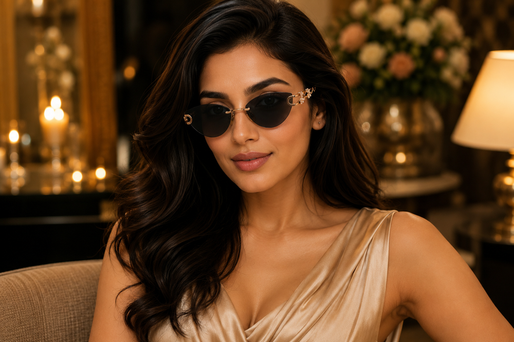 Designer 14K Gold Diamond Sunglasses