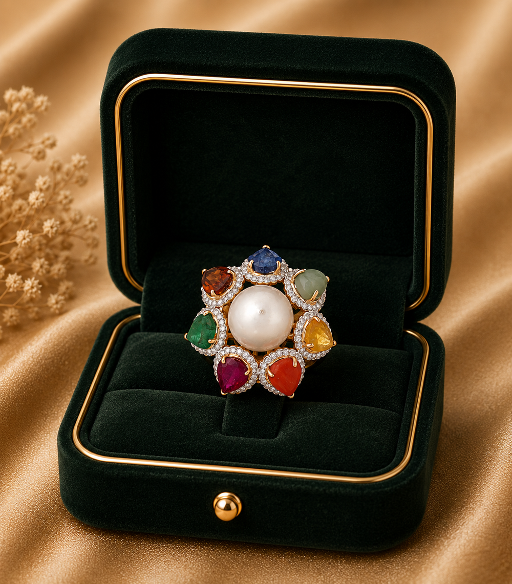 18K White Gold Multi Gemstone Diamond Ring