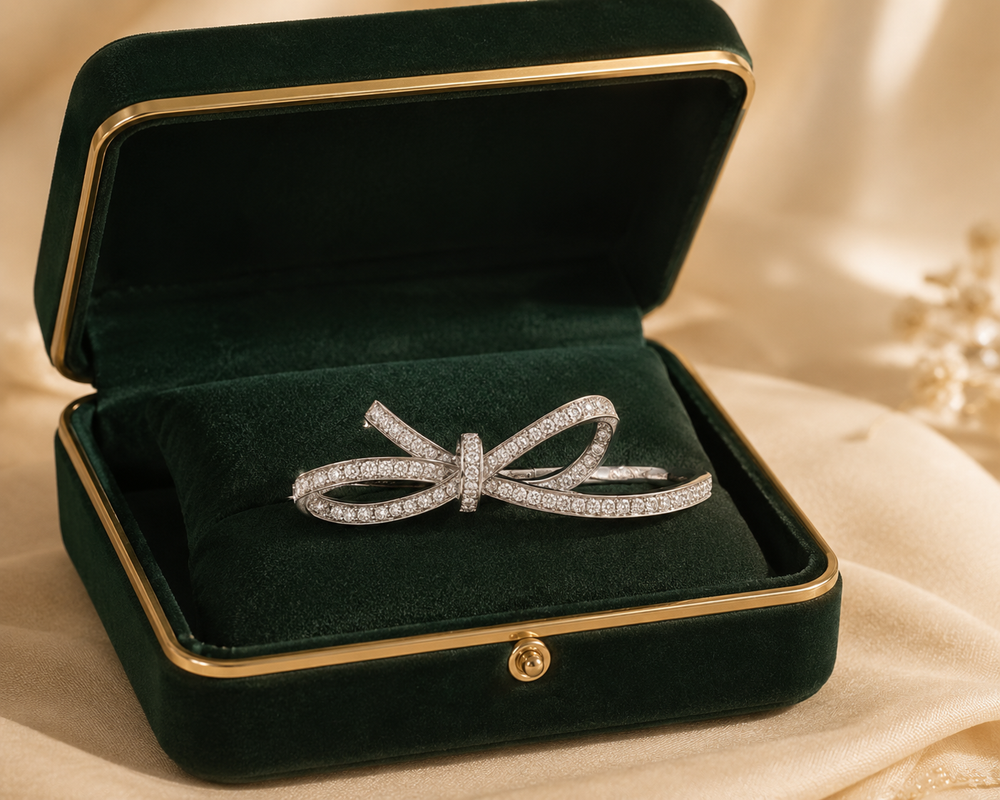 18K White Gold Diamond Crossover Ring